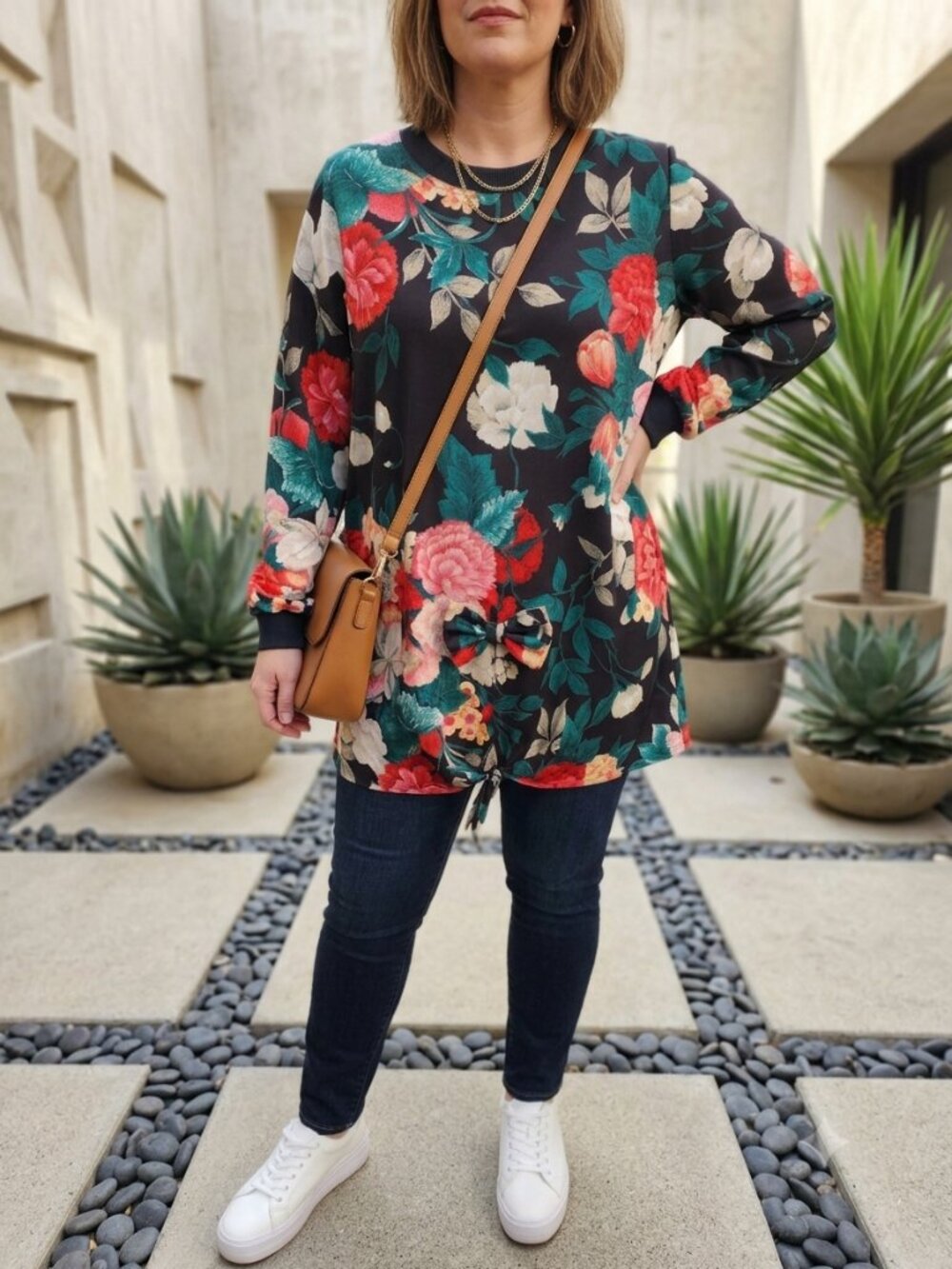Carole Little 90s Whimsigoth St Tropez West VTG Floral Tunic Top Size 12 Rayon